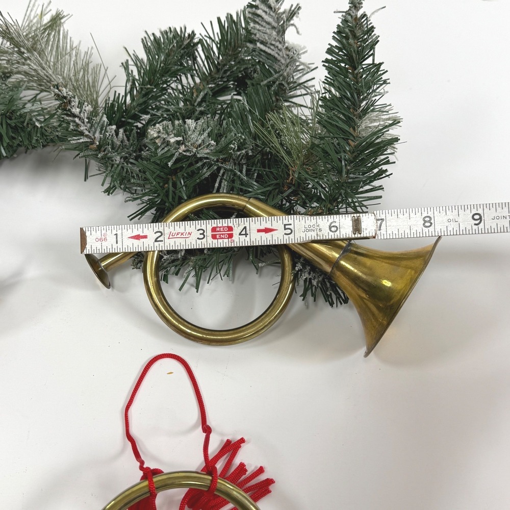 Set of 4 Vintage Brass French Horn Christmas Ornaments- Wreath decor - Picture 6 of 9